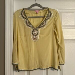 Lilly Pulitzer yellow beaded top